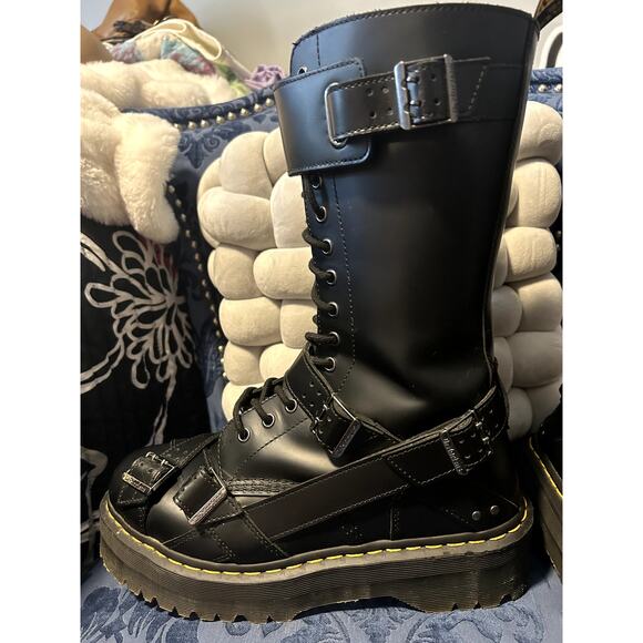 Dr Martens Quad Strap Buckle 20 Eye Knee High Size 12/EU 45 NWOT - Picture 2 of 9